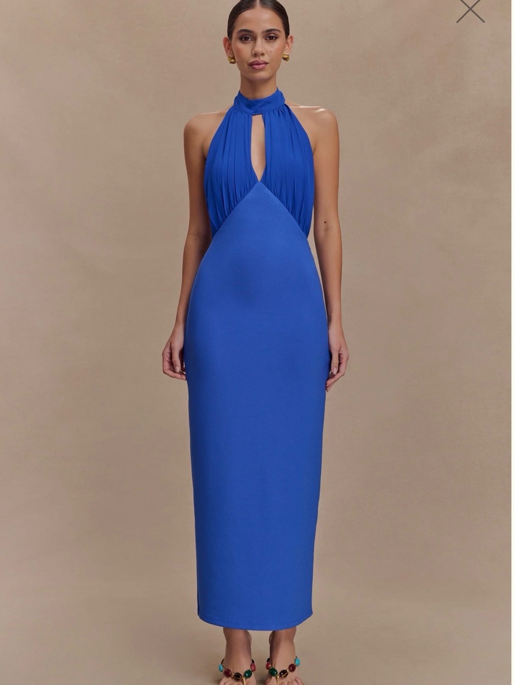 Meshki Blue Halter Midi Dress
